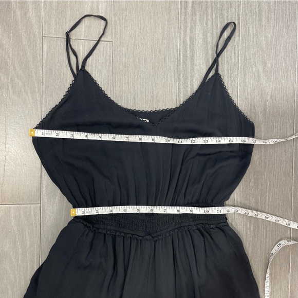 ARITZIA Wilfred Irène Jumpsuit Black M Lace Trimmed Crop Wide Leg Minimalist - Picture 14 of 16